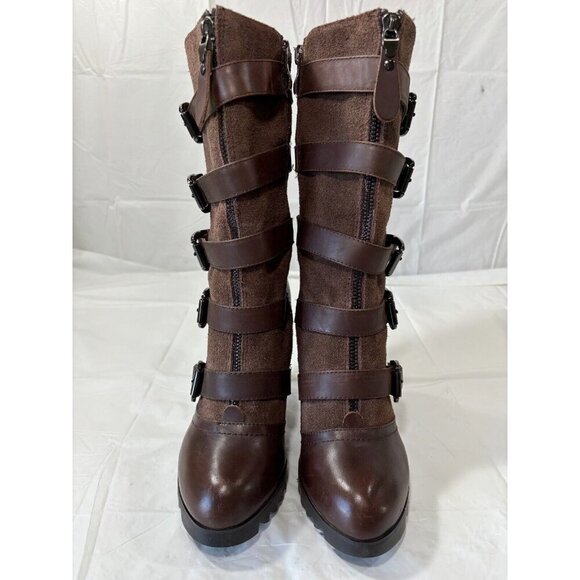 DIANA Dark Brown strappy leather boots - Picture 10 of 14